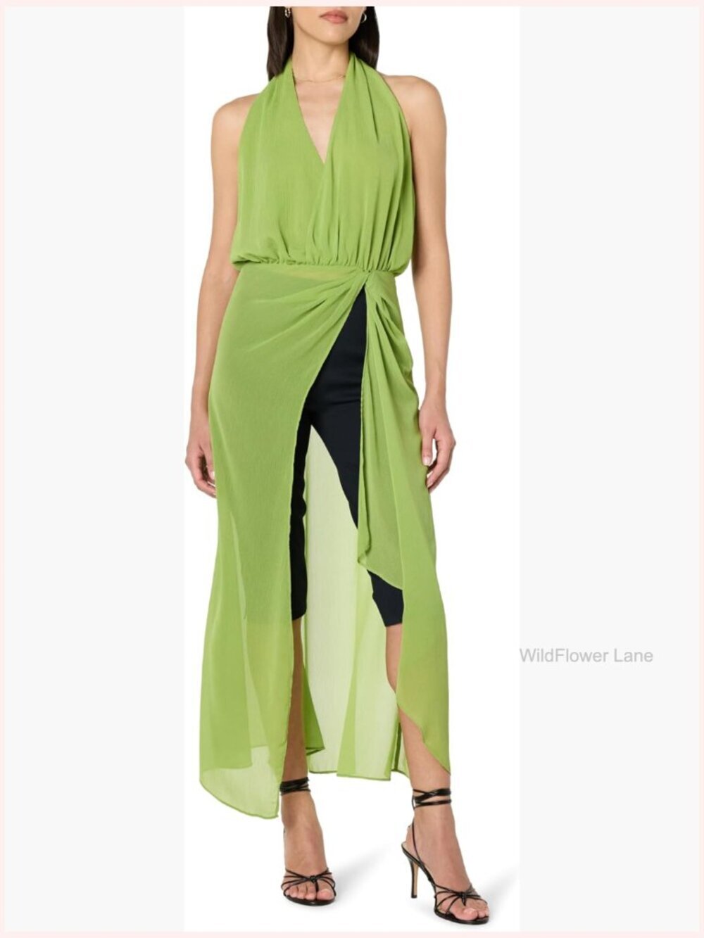 Sheer Maxi Halter Top Sleeveless Loose Fit Tank Blouse